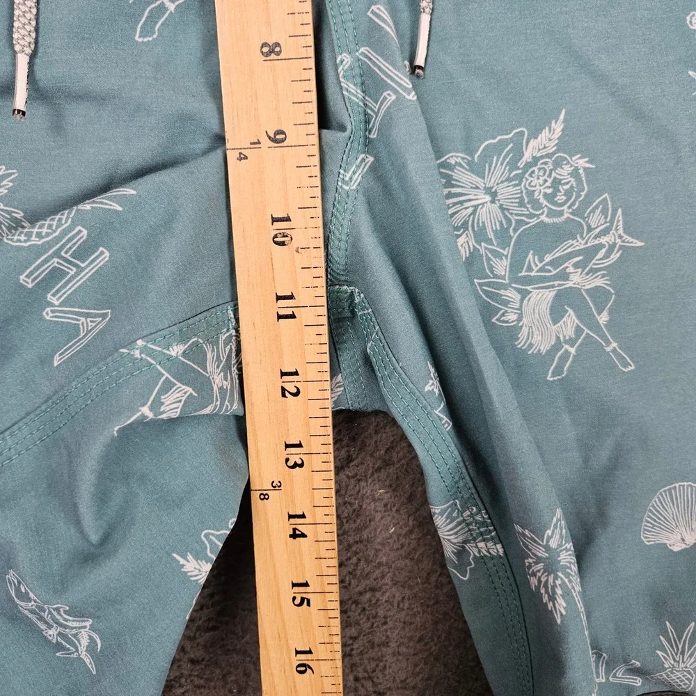 ONeill Hyperfreak Mens Board Shorts 32 Teal Aloha Tropical Print Stretch Swim - Picture 4 of 12